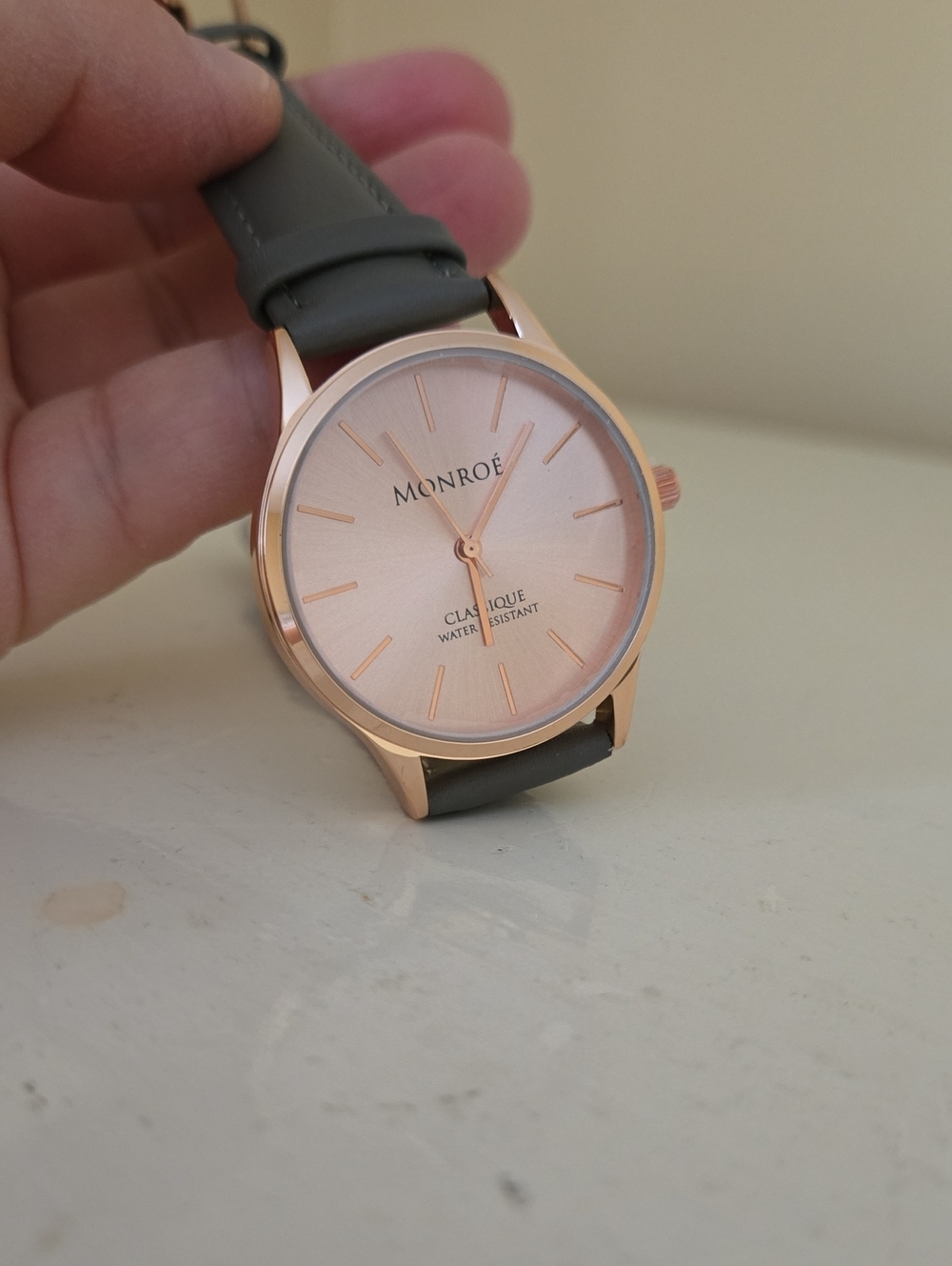 Monroe Rose Gold Case Wristwatch with Gray Band